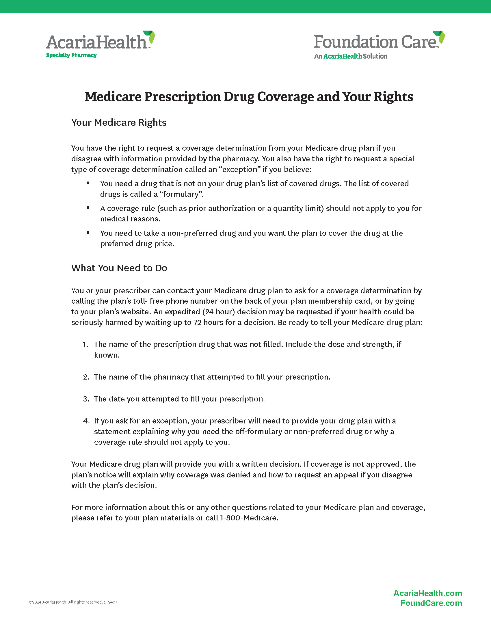 document example: Prescription coverage