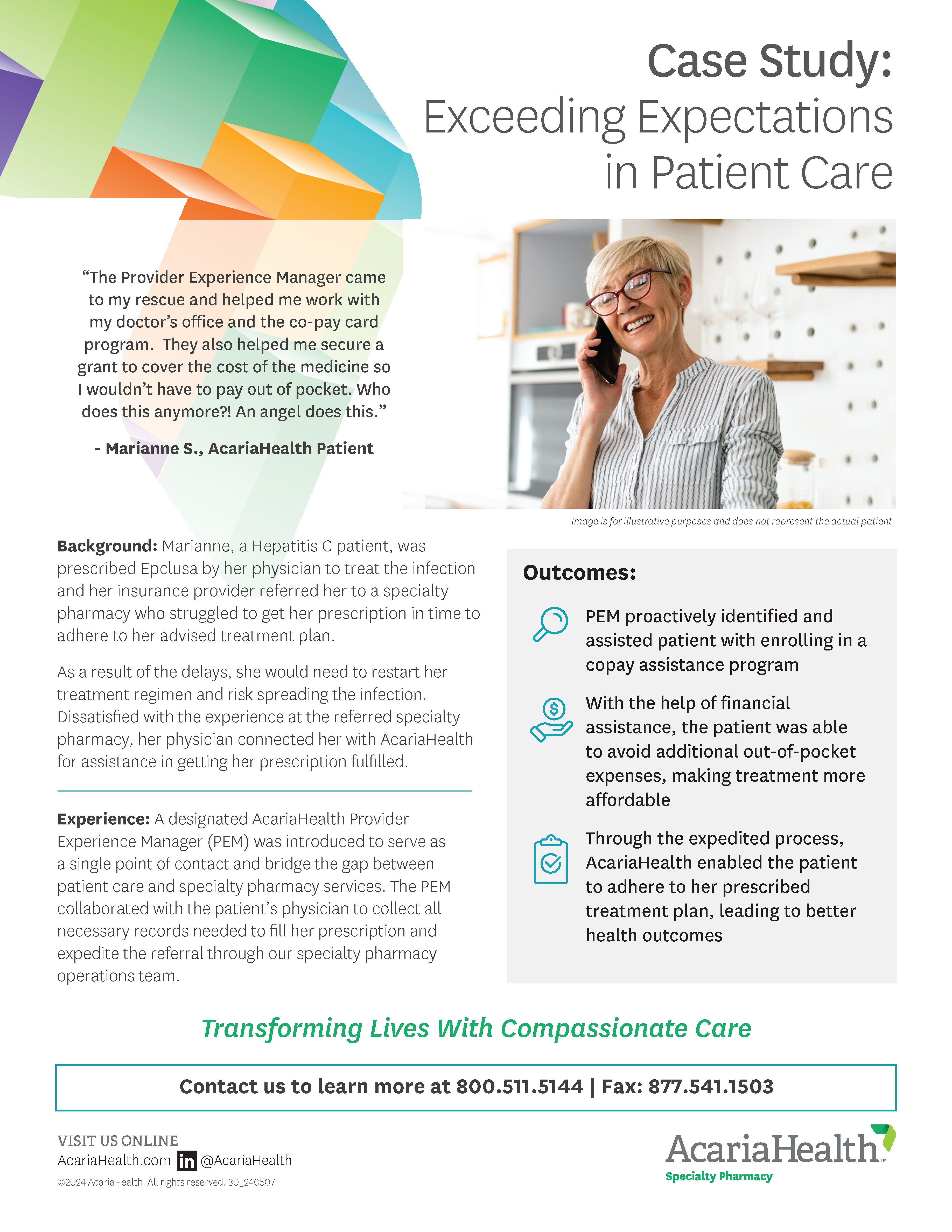 image of an AcariaHealth case study about exceptional patient care