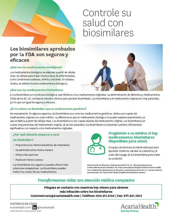 document example: Take Control of Your Health Using Biosimilars Spanish Translation