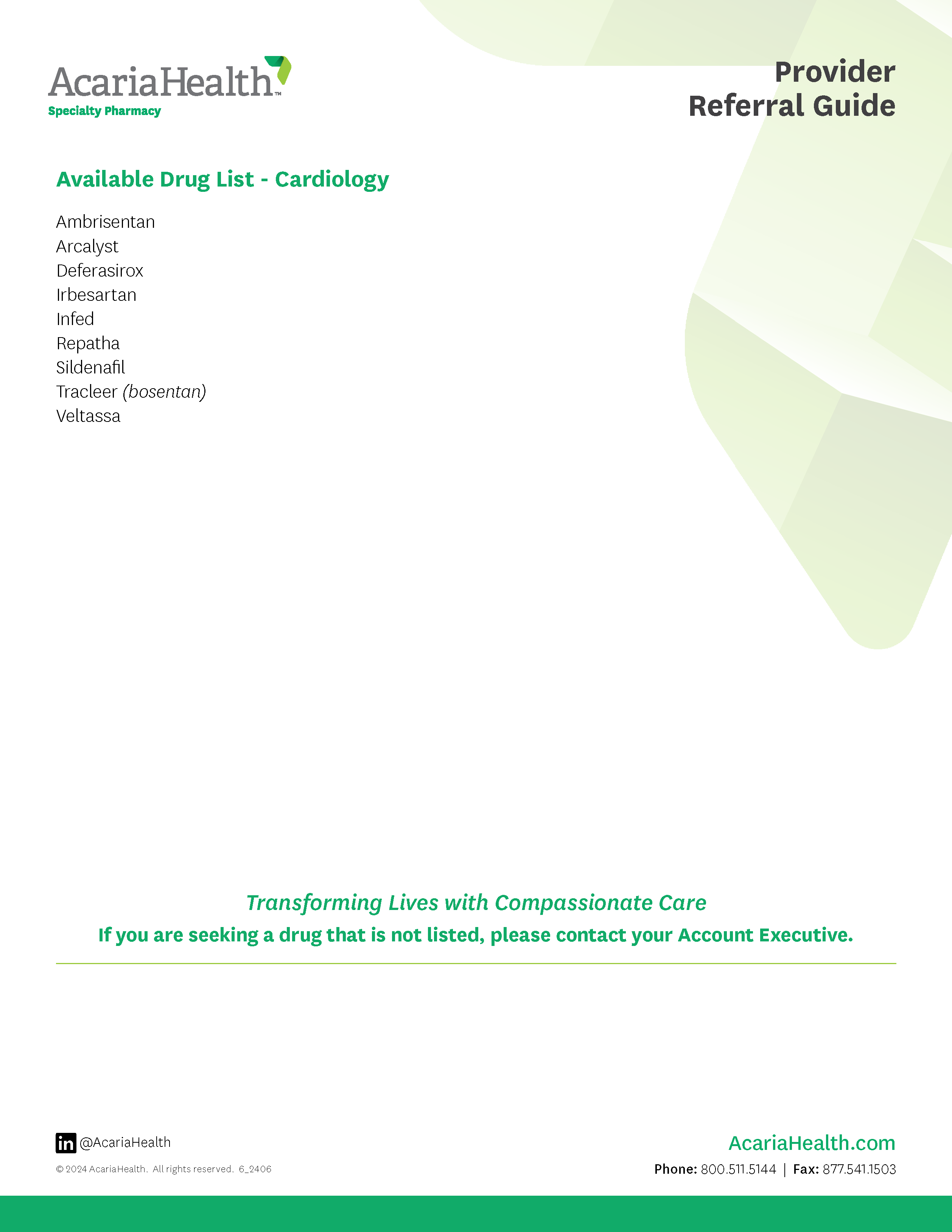 document example: Cardiology Drug List