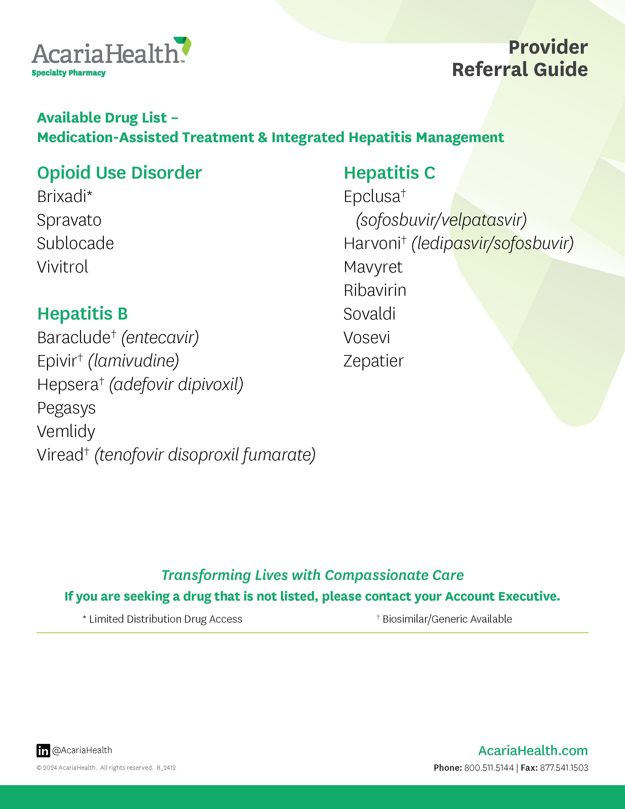 document example: Medication Assisted Treatment Drug List